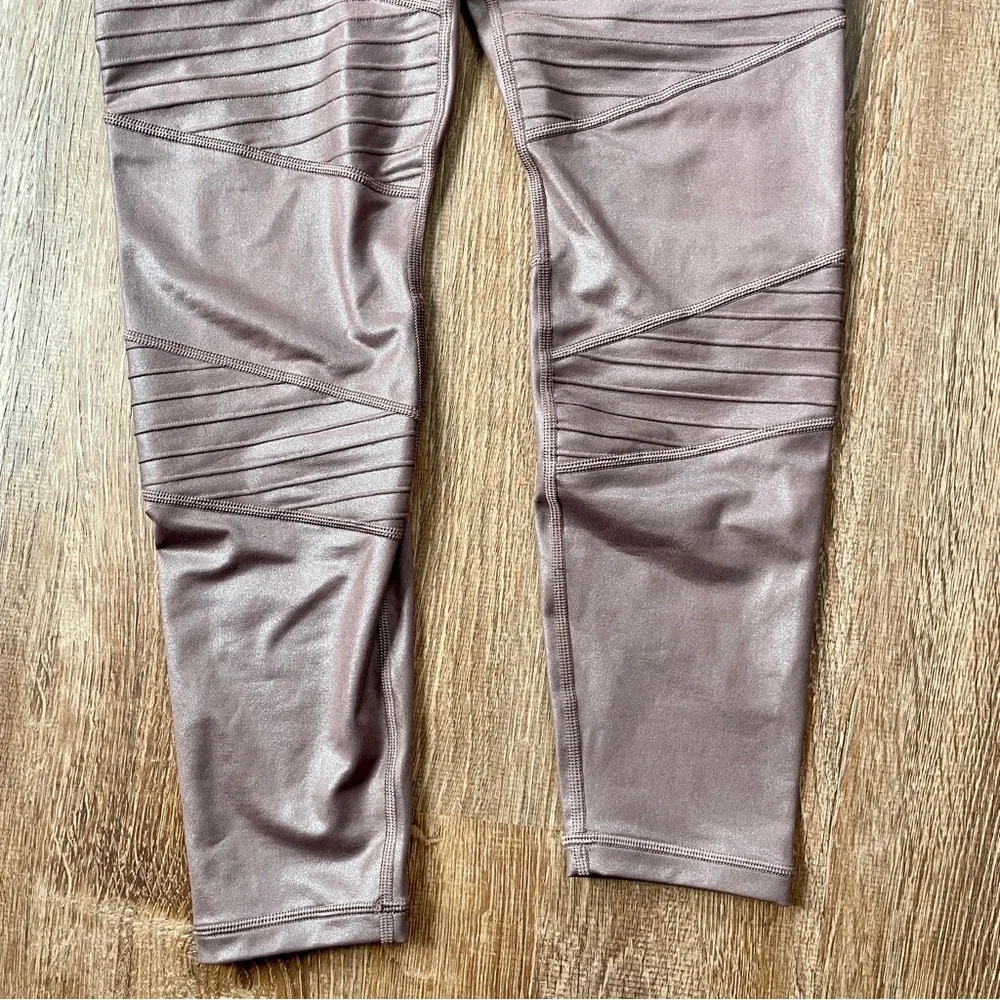 Athleta Inclination Shimmer Moto Tights Cinnamon Brown Medium